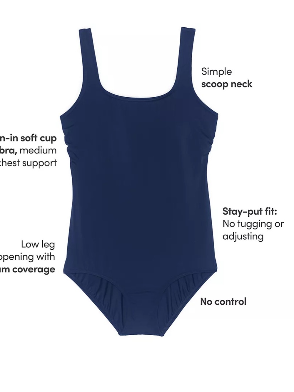 NWT Land’s End Tummy Control One Piece Swimsuit - Deep Sea Navy
